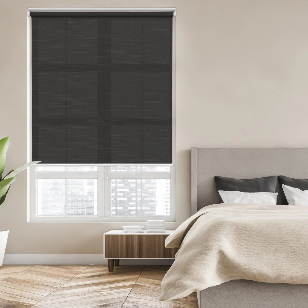 Original Daylight Linen Roller Blind Black Organic