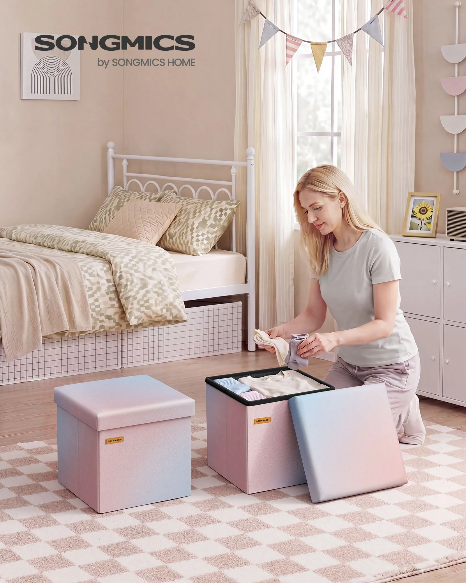 High-End SONGMICS SONGMICS Folding Storage Ottoman Bench Carefully Designed