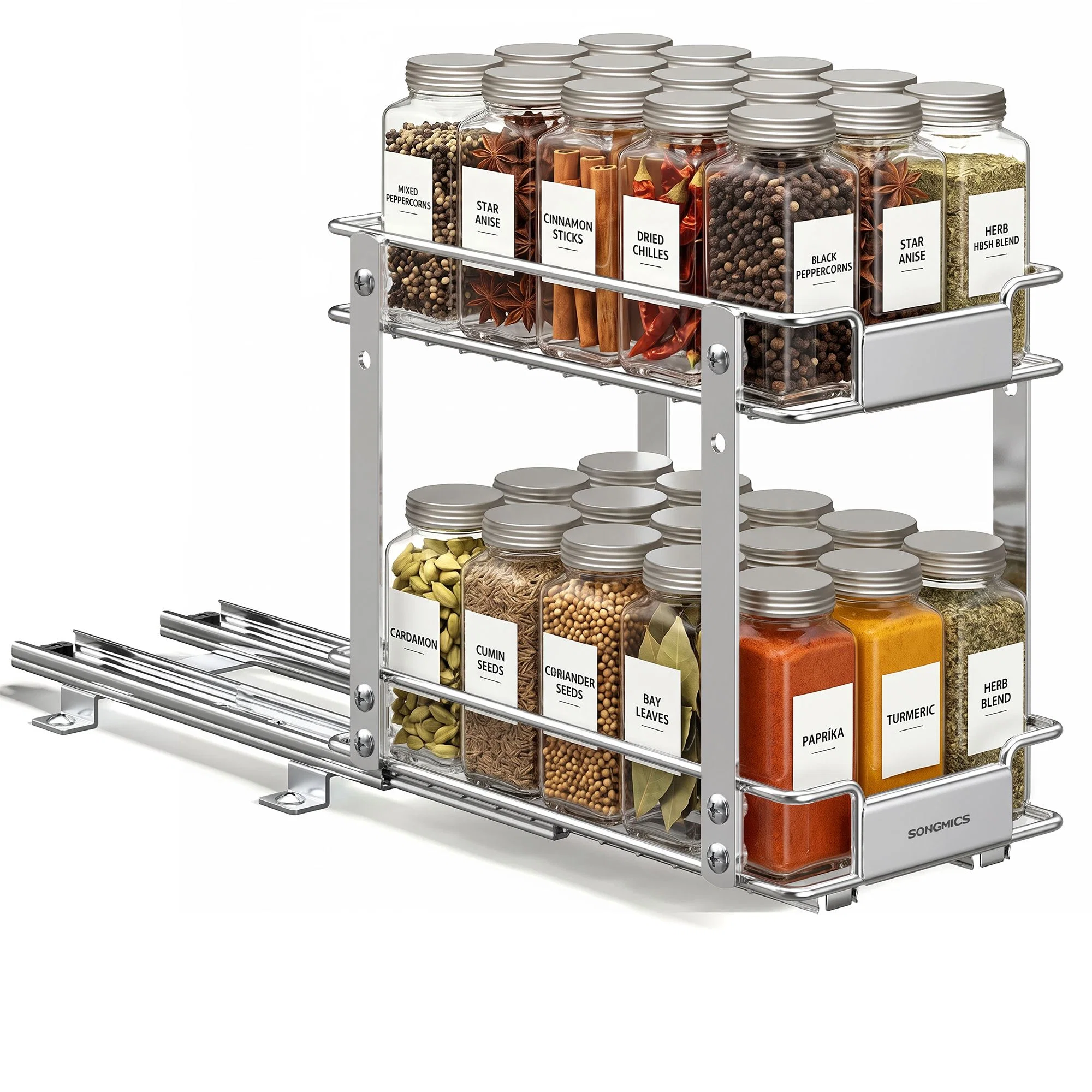 Unique SONGMICS SONGMICS 2 Tier Pull Out Spice Rack for inside Cabinets Exceptional