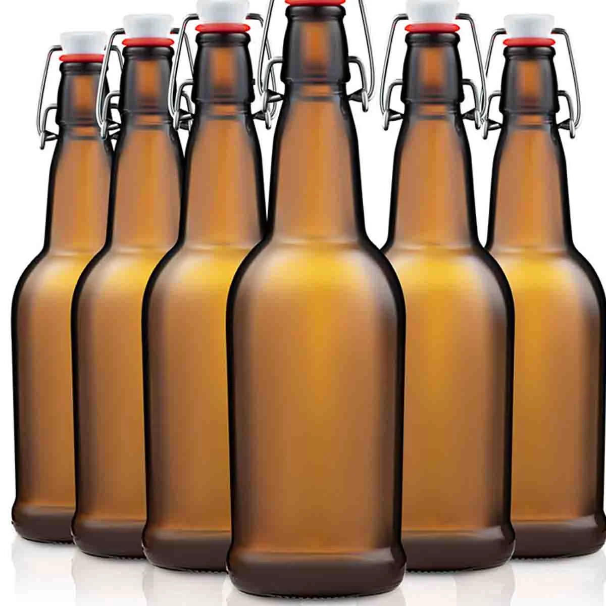 Premium A La Cuisine – Paksh Set 6 Glass Beer Bottles With Flip Caps Environmentally Friendly