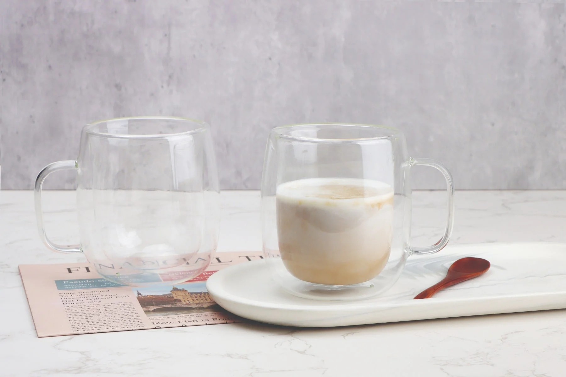 Modern A La Cuisine – 2pcs Double Wall Coffee Mugs 465ml Fashionable