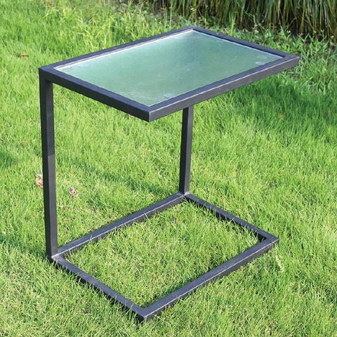 First-Class Black Side Table With 5mm Glass Top Natural