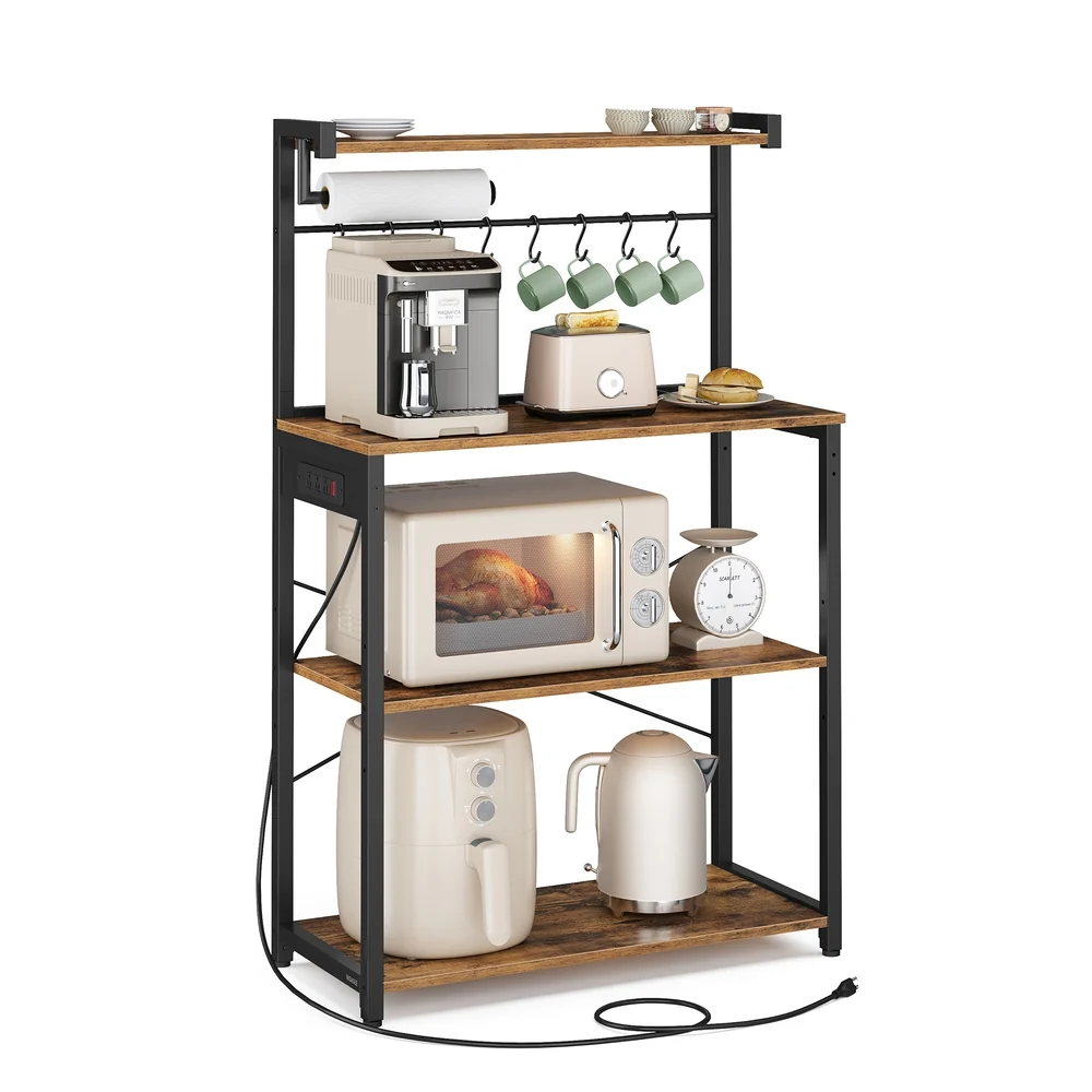 Sophisticated VASAGLE VASAGLE BARNET Collection – Kitchen Bakers Rack with Power Outlet Effective