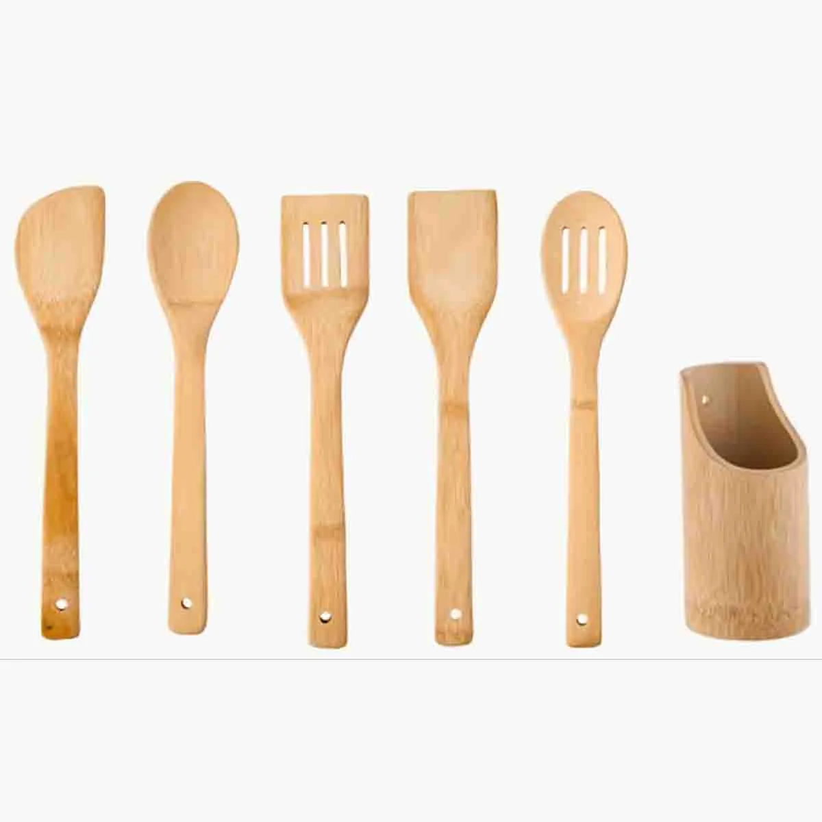 Premium Material A La Cuisine – 6 Pcs Bamboo Utensil with Holder Sets Specialty