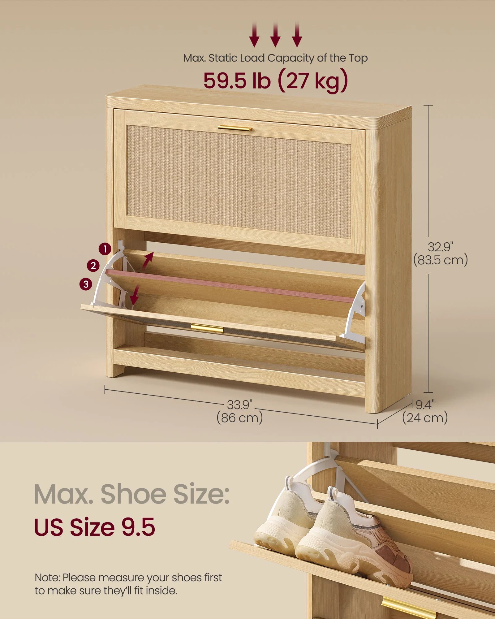 Functional VASAGLE VASAGLE ELLAN Collection – Boho Shoe Storage Cabinet Fast