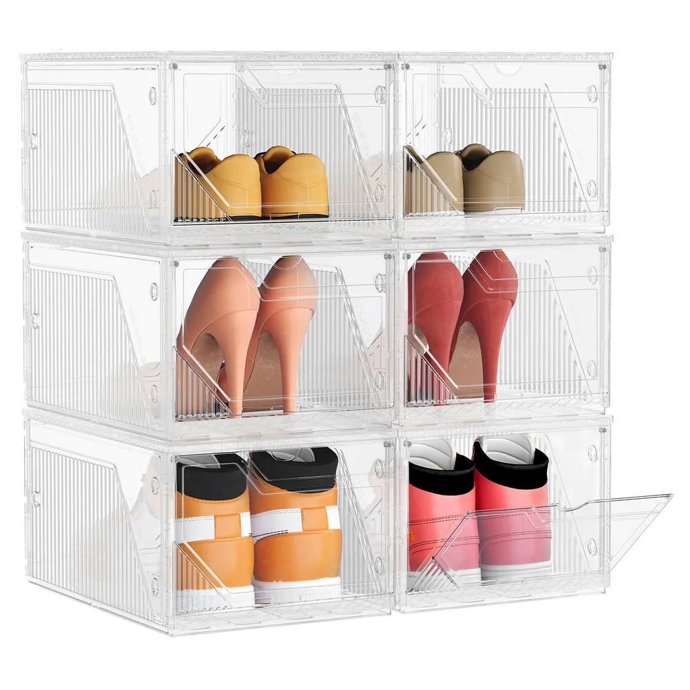 Luxury SONGMICS Stackable plastic shoe storage boxes with magnetic doors Proven