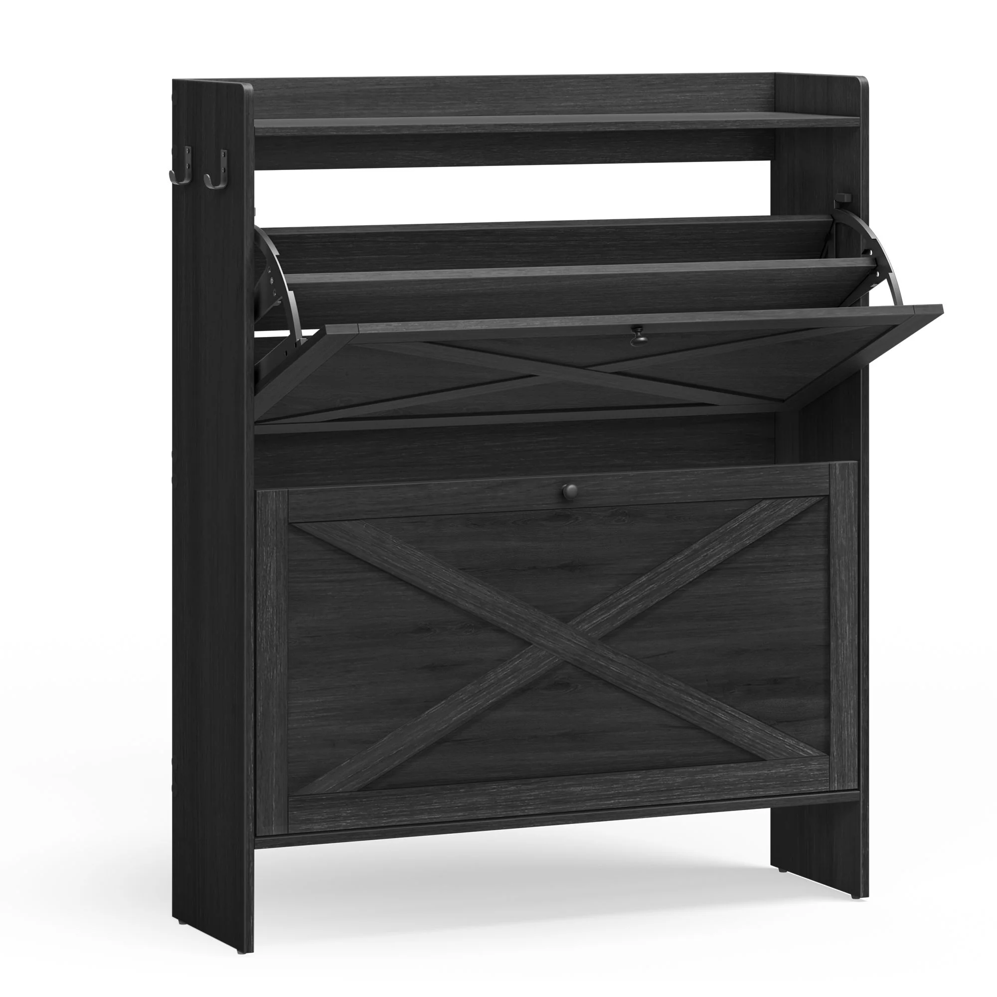 Comfortable VASAGLE VASAGLE Shoe Storage Cabinet Organizer with 2 Flip Drawers Prestigious