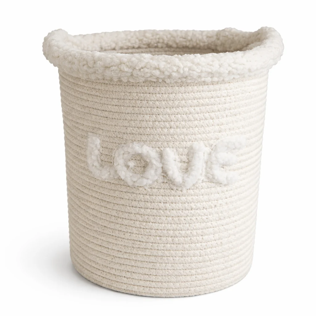 Functional Lauren Taylor-Round Rope Baskets with Sherpa Trim 12 D x18 H Practical