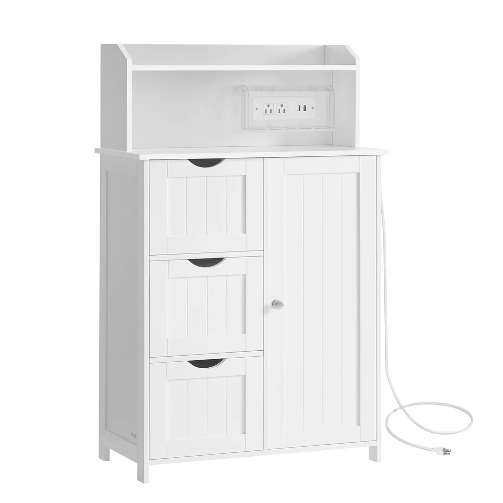 Genuine VASAGLE standing storage cabinet with power outlet for bathroom Smooth
