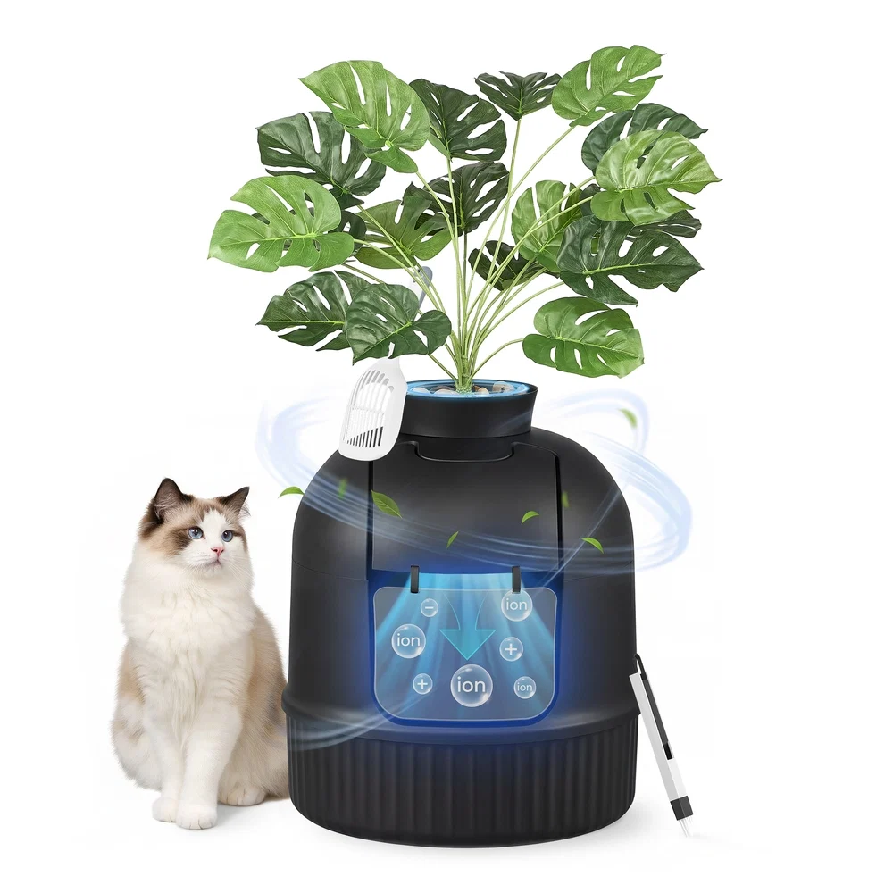 Luxury Feandrea Feandrea Plant Cat Litter Box Enclosure with Artificial Plant High-Grade