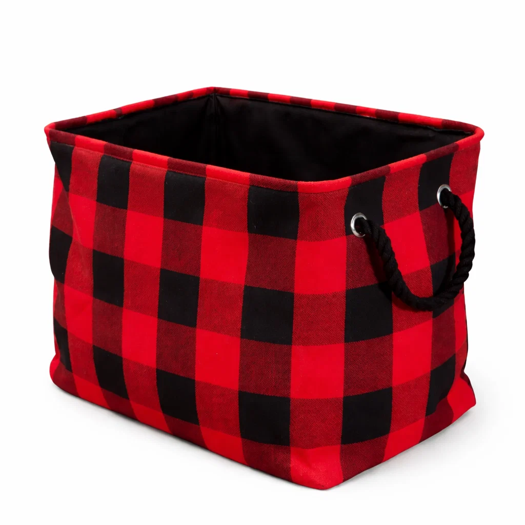 Trendy Lauren Taylor- Canvas Buffalo Plaid Baskets-16 L x12 W x14 H Advanced