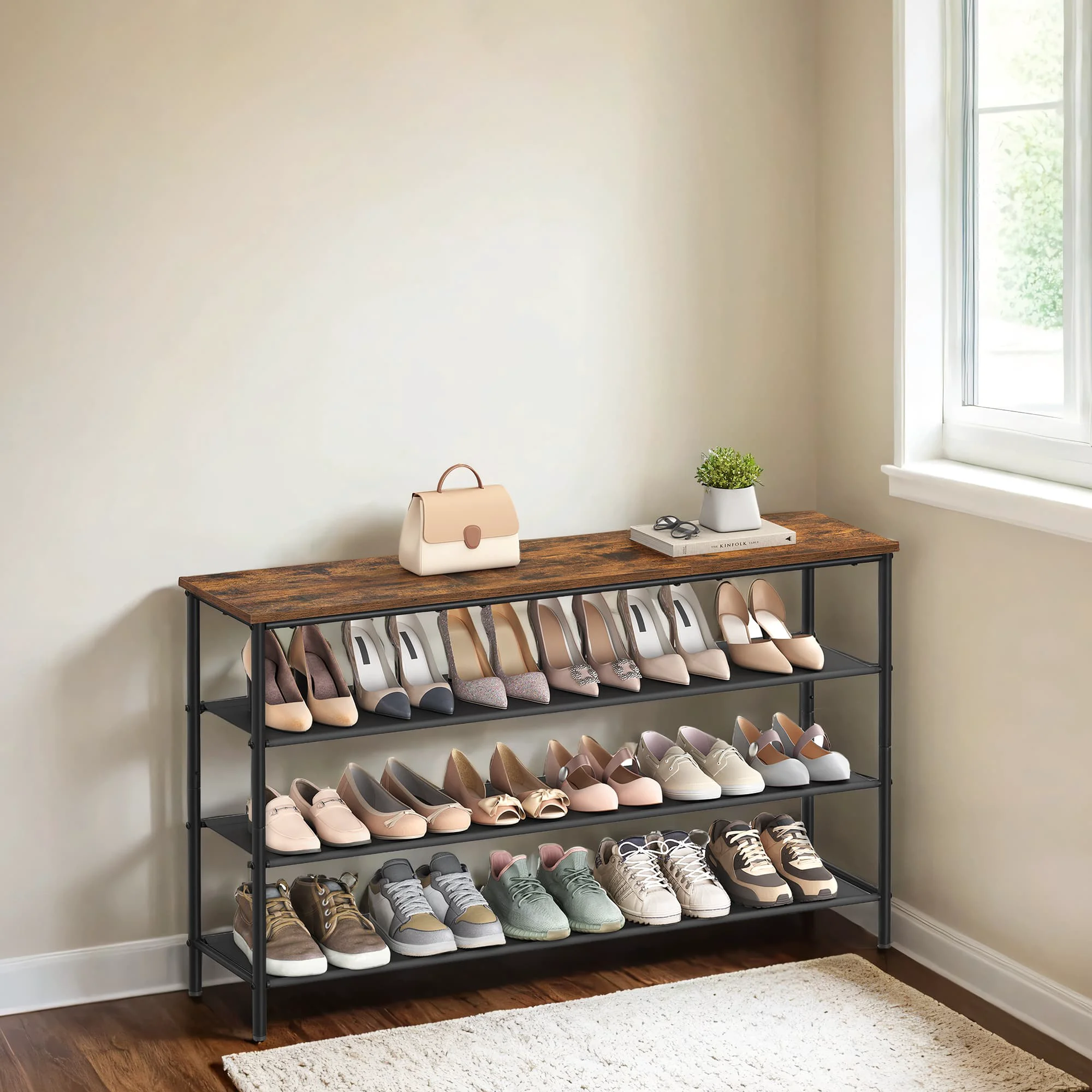 Official SONGMICS Shoe storage shelf with fabric tiers for entryway or closet Verified