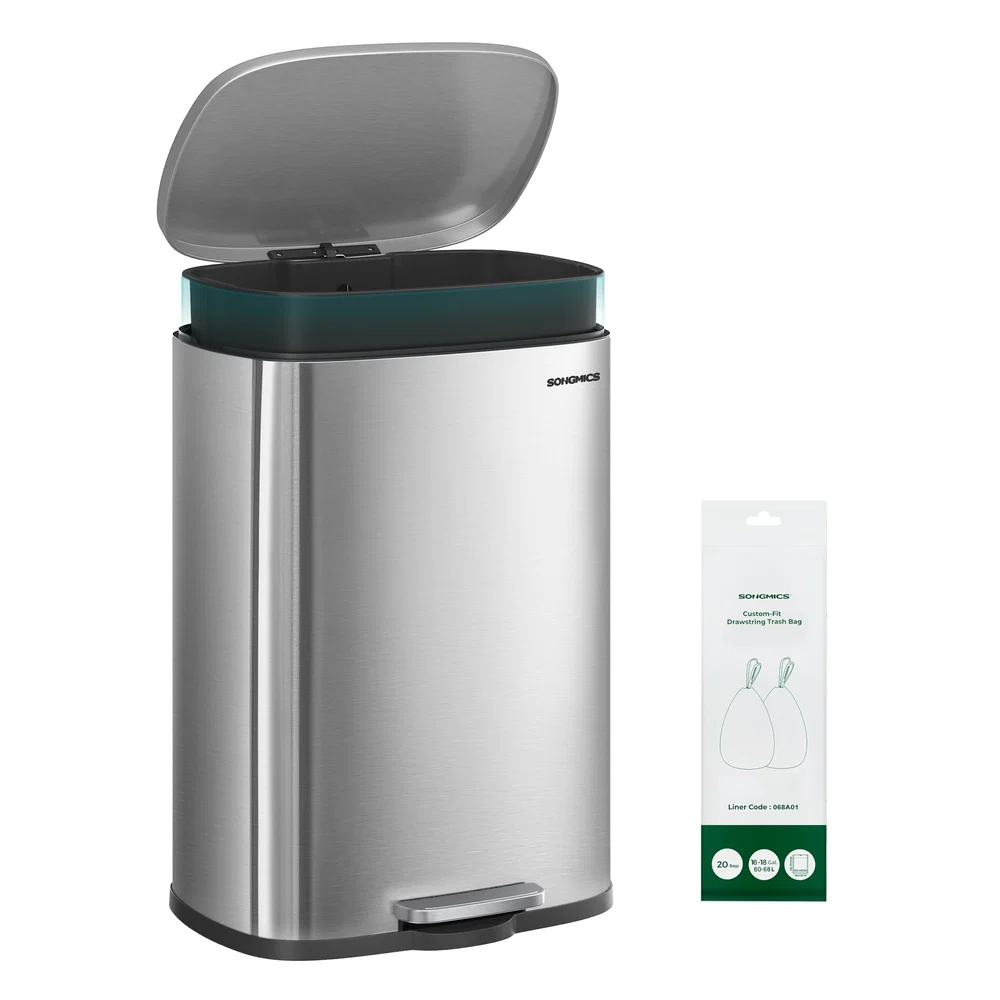 Top-Quality SONGMICS Soft close stainless steel trash can for kitchen Environmentally Friendly