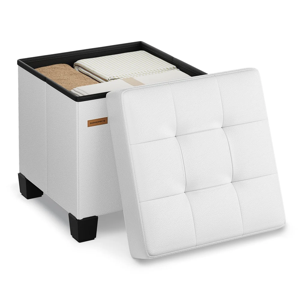 Advanced SONGMICS Faux leather cube storage ottoman with legs Selected
