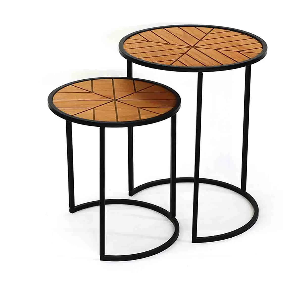 Superior Accent Set 2 Side Tables-metal Frame With mdf Top Crafted