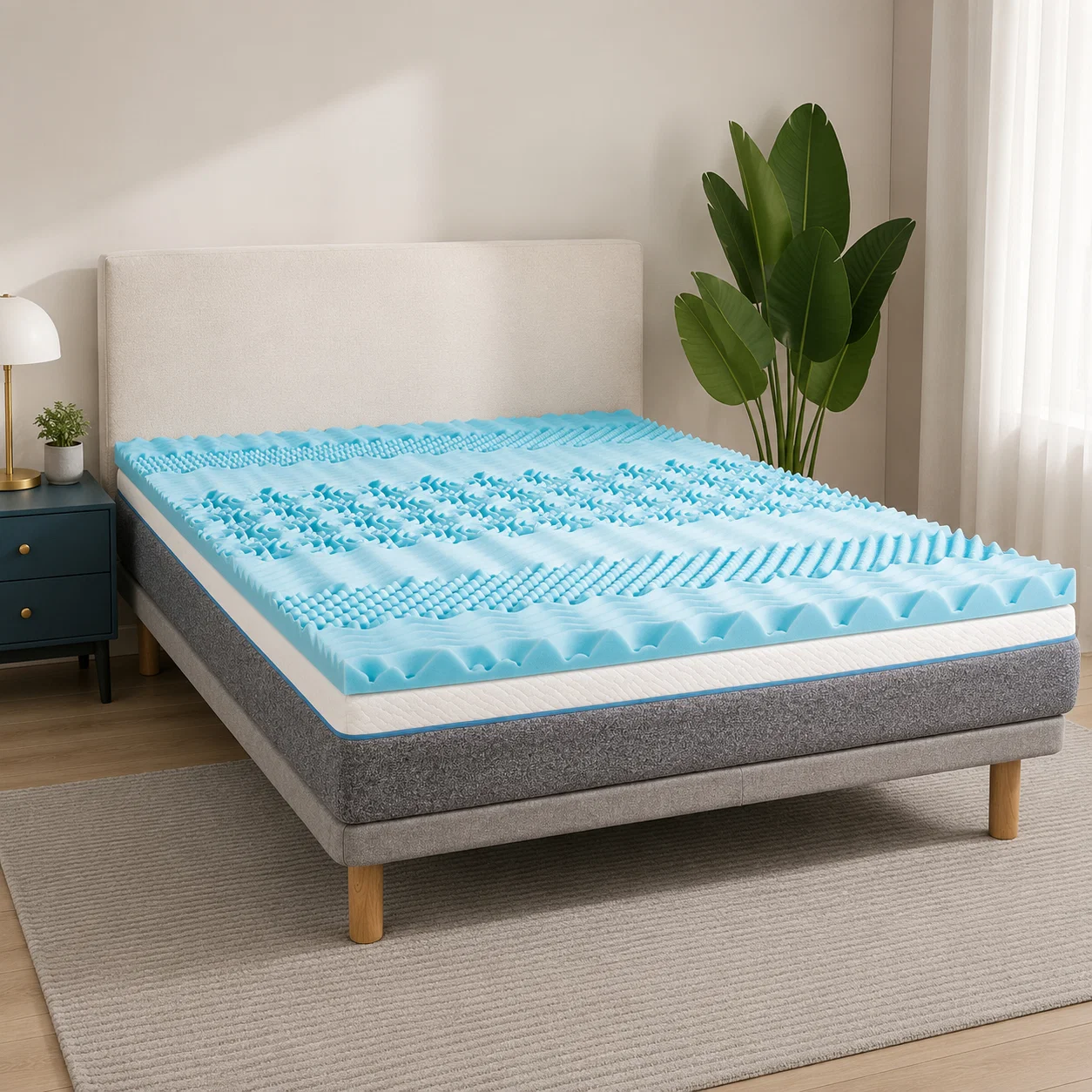 Breathable Maison Blanche – 7 Zone Gel Memory Foam Topper-blue World-Class