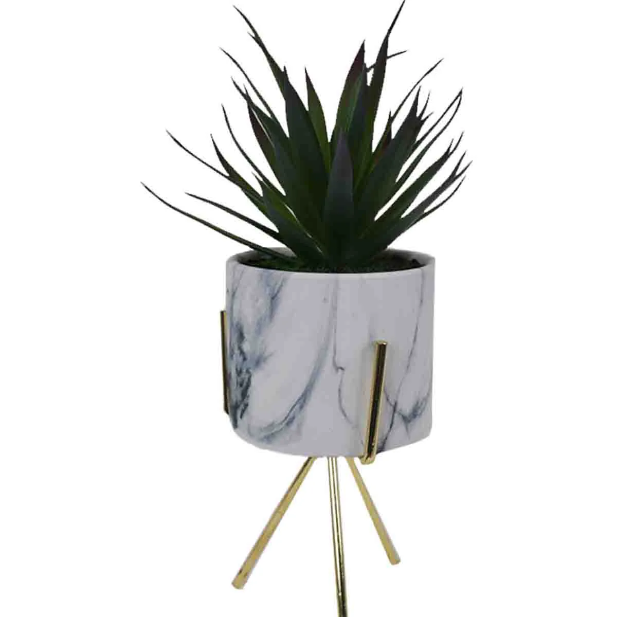 Powerful Artificial Succulent Plant in White Marble Ceramic pot with gold Metal Stand Responsible