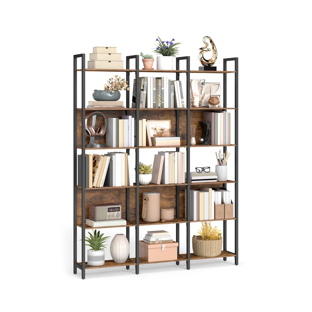 Classic VASAGLE Tall bookshelf with steel frame for living room and bedroom Stylish