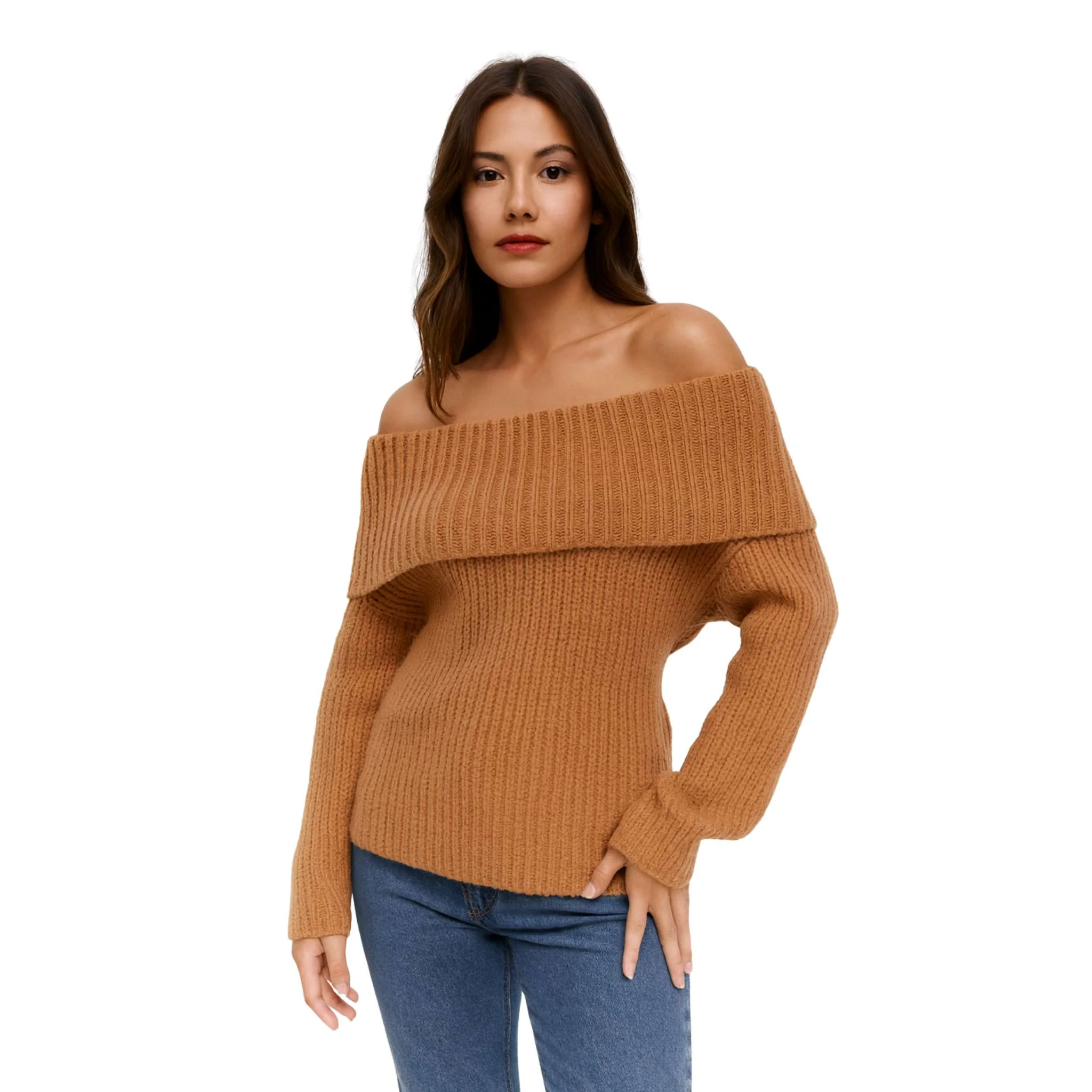 Optimized Ribbed Knit Sweater Contemporary