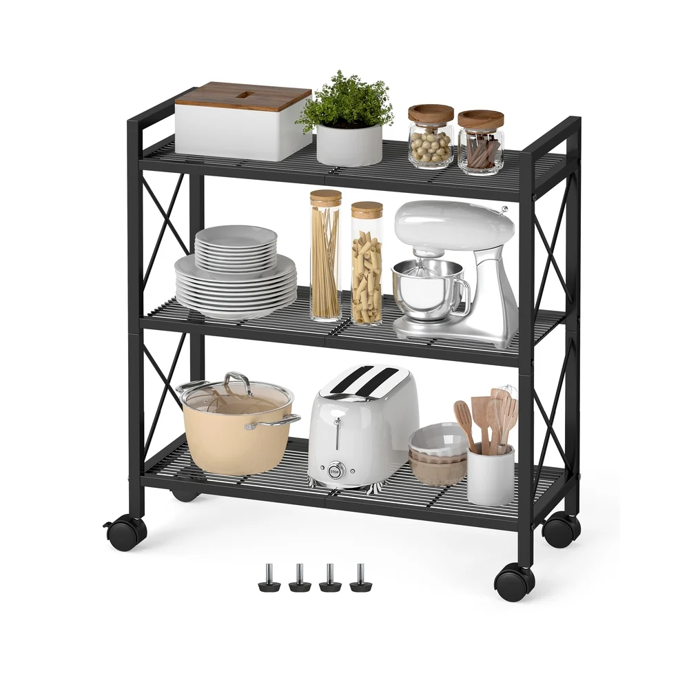 Soft SONGMICS 3-Tier Metal Storage Rack with Wheels Unique