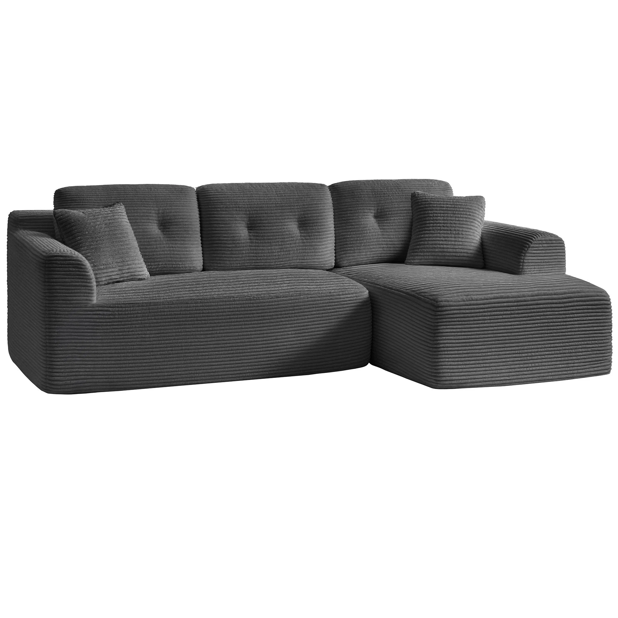 Flexible VASAGLE VASAGLE 108.3 Inches Boneless Couch with Chaise Modular Sectional Sofa Modern Cloud Couch with Deep Seat L-Shape Corduroy Sofa for Living Room Right-Facing Chaise Carefully Designed