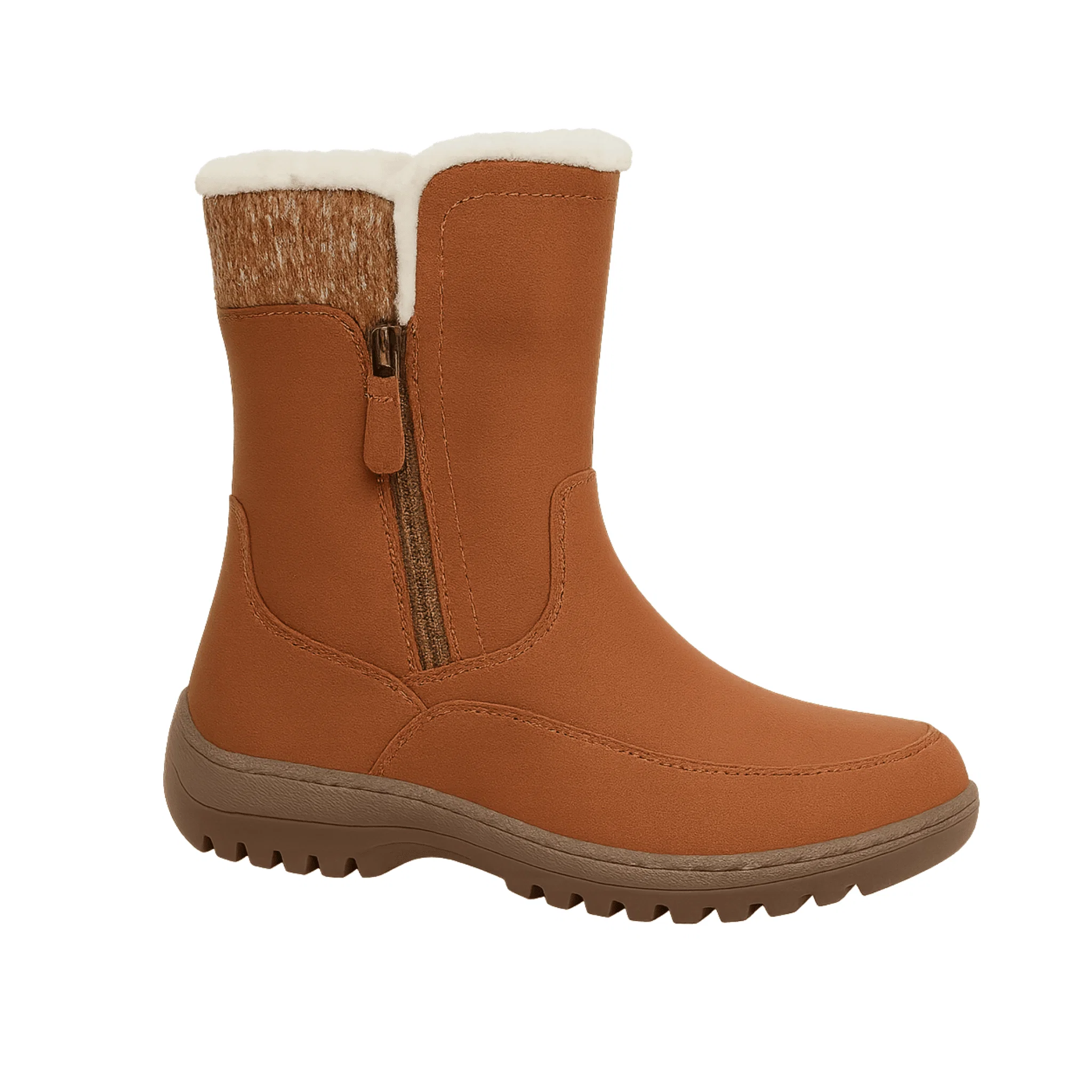 Smooth Faux Leather Winter Boots with Warm Lining Excellent
