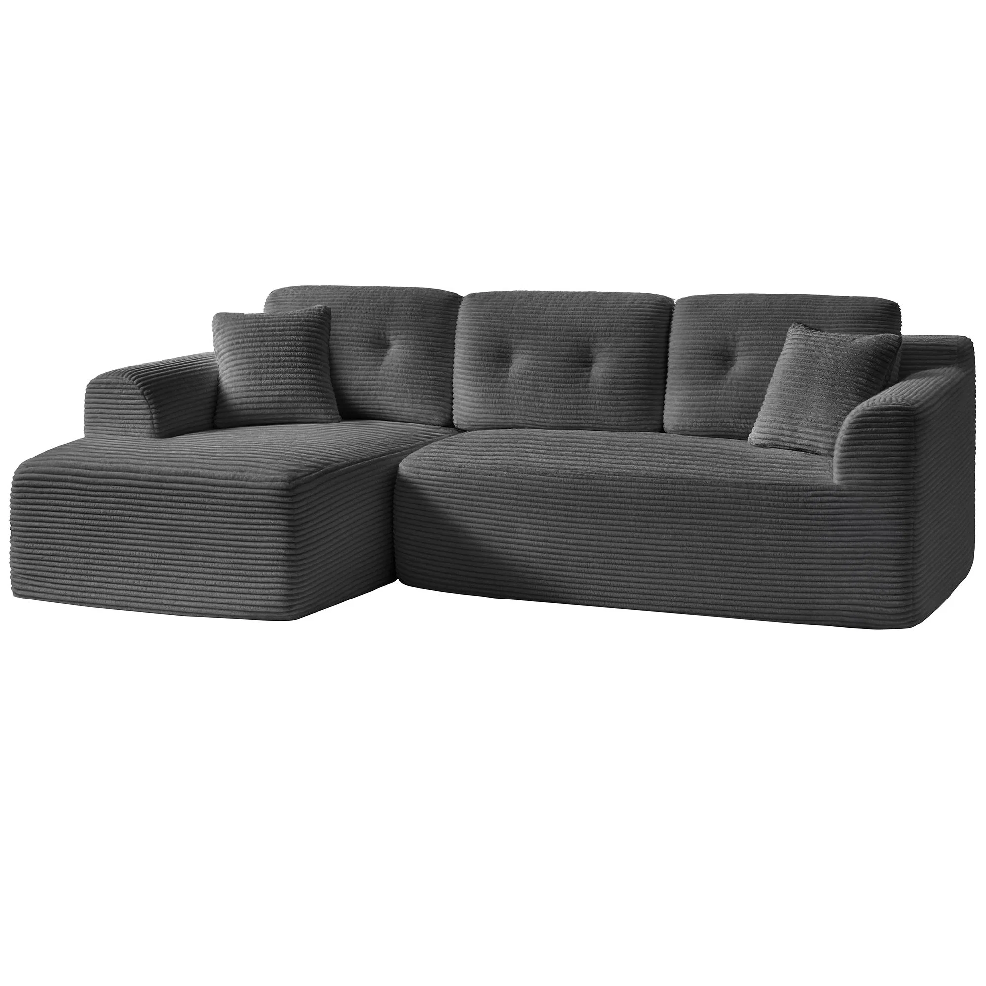 First-Class VASAGLE VASAGLE 108.3 Inches Boneless Couch with Chaise Modular Sectional Sofa Modern Cloud Couch with Deep Seat L-Shape Corduroy Sofa for Living Room Left-Facing Chaise Superior
