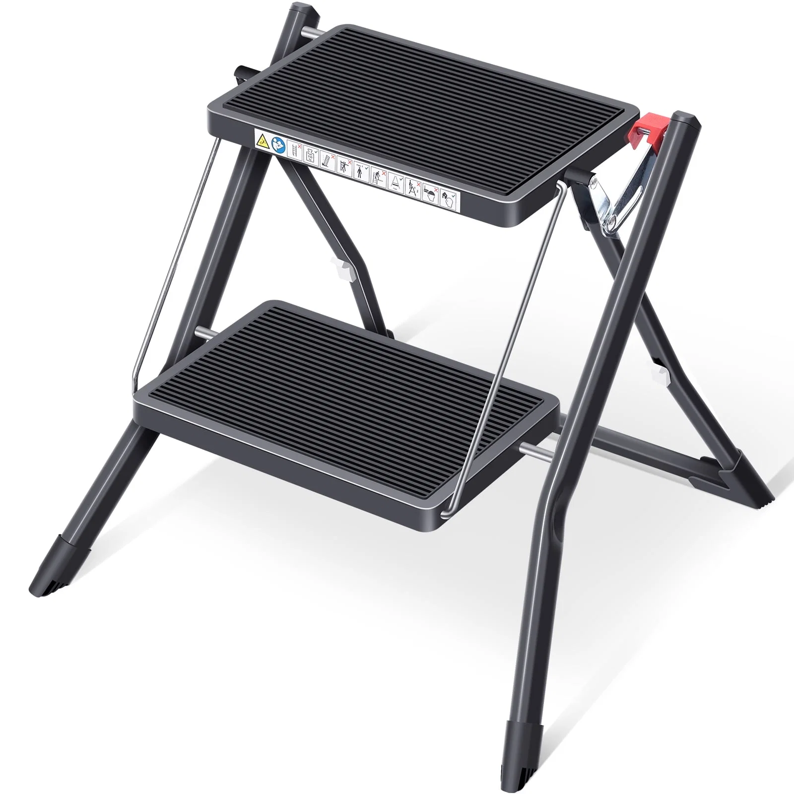 Certified Kingrack 2 Step Ladder Folding Stool Non-Slip Step Ladder collapsible stool for adults Heavy Duty 330Lbs Capacity Industrial Lightweight 2031-B Comfortable