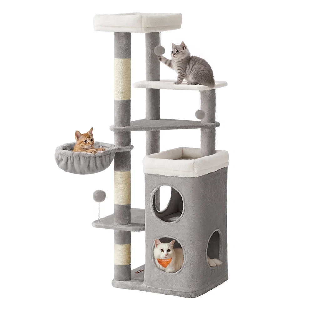 Artisan Feandrea Feandrea Tall Cat Tree Tower Multiple-Level Cat Condo with 2 Caves Effective