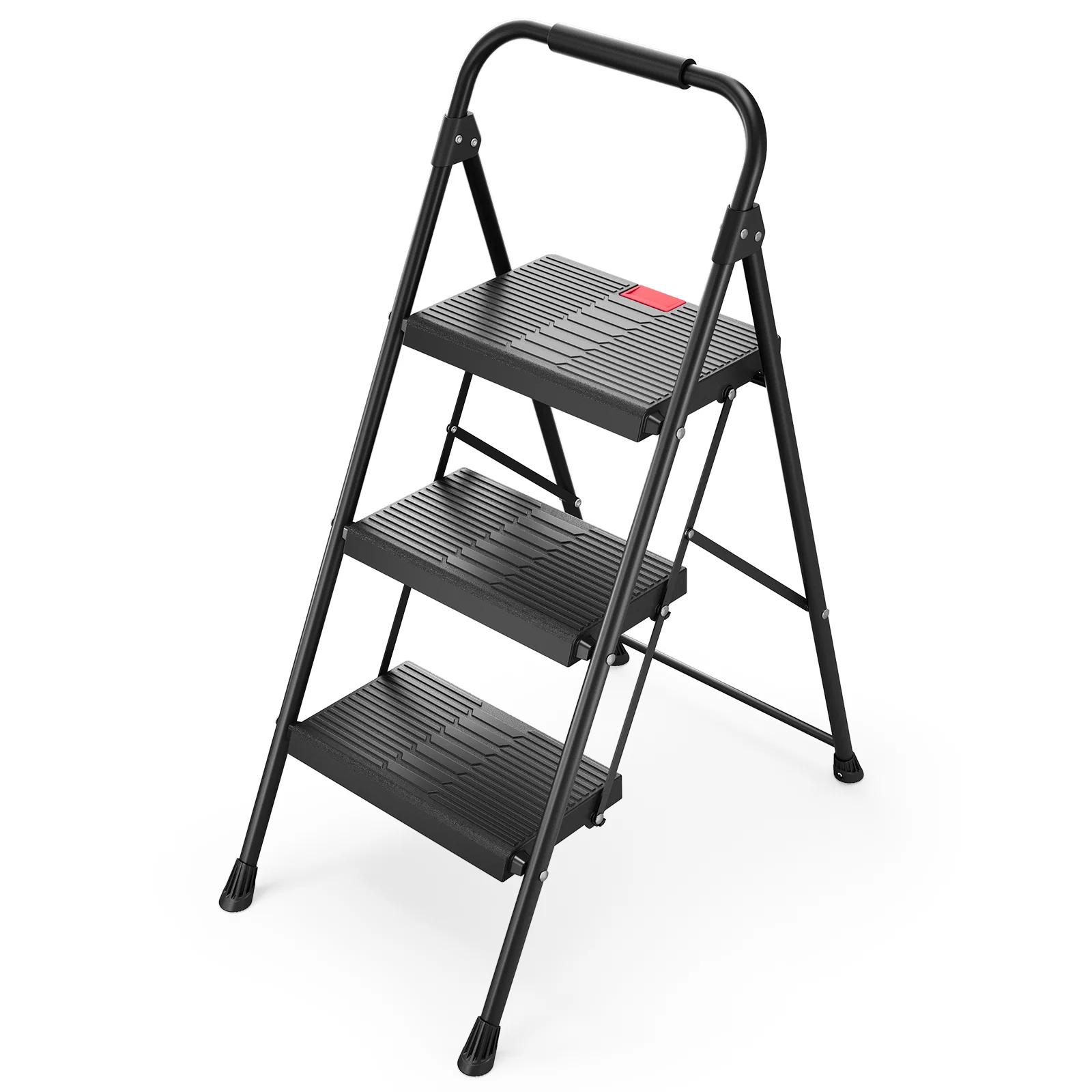 Crafted 3 Step Stool KK KINGRACK Folding Step Ladder with Wide Pedal amp Safety Lock 500 LBS Black 2228-3 Environmentally Friendly