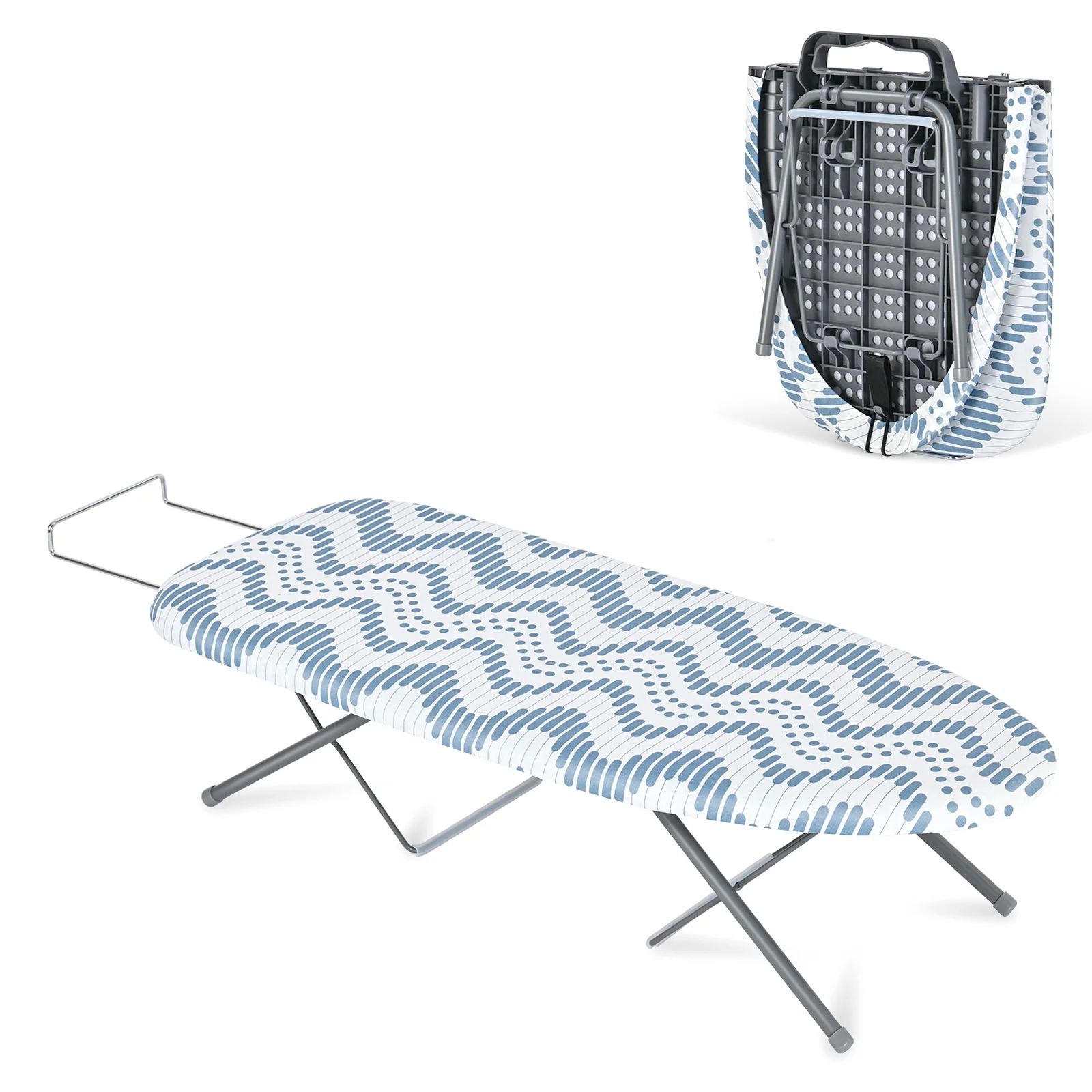 Reusable KK KINGRACK Foldable Ironing Board Tabletop Small Iron Board with Iron Rest amp Hanging Handle Blue Premium Material