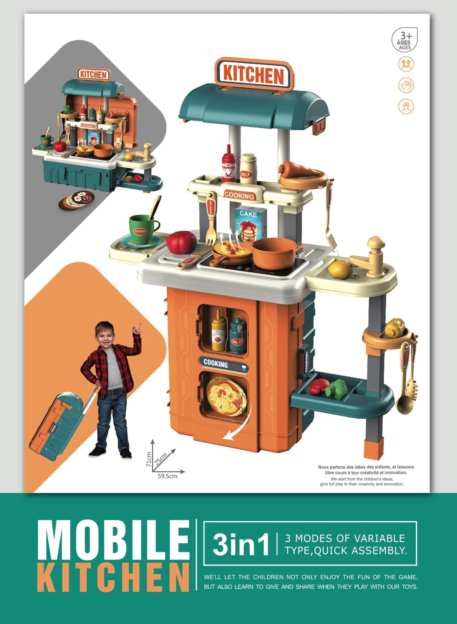Soft 49PC 3IN1 MOBILE KITCHEN LUGGAGE SET L S Flexible