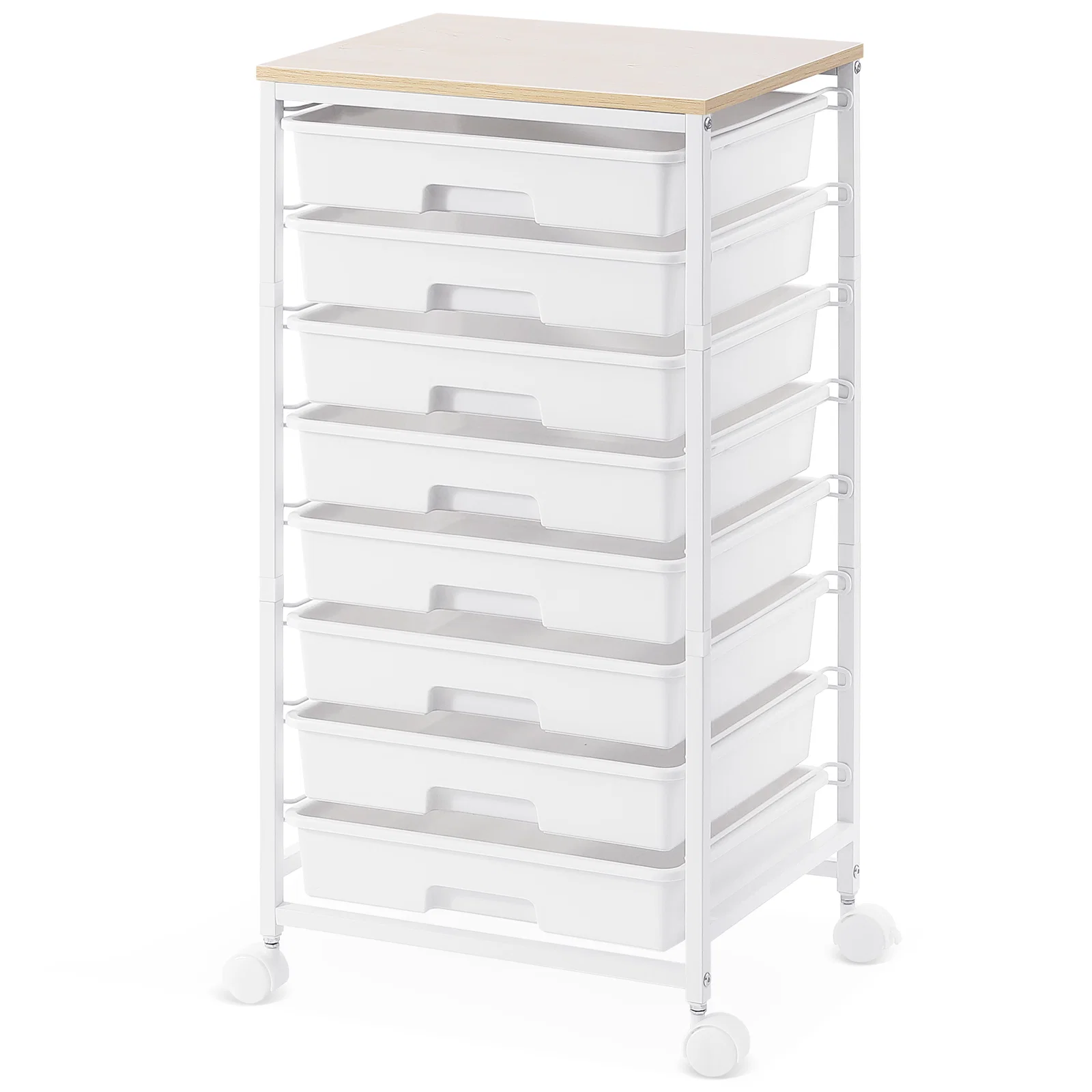 Elegant KK KINGRACK Storage Rolling Drawer Cart Drawer Organizer with 8 Drawers and Wooden Tabletop Metal amp Plastic White BZ830924-6 Healthy