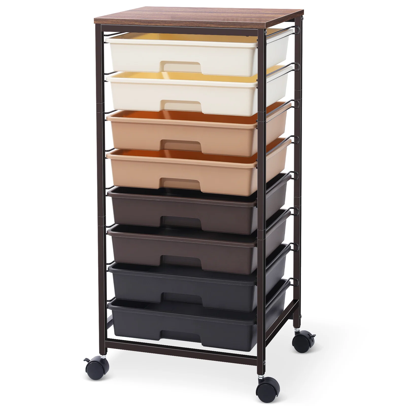 Refined KK KINGRACK 8 Drawer Rolling Storage Cart with Wheels Office School Organizer Brown（BZ830924-2） Efficient