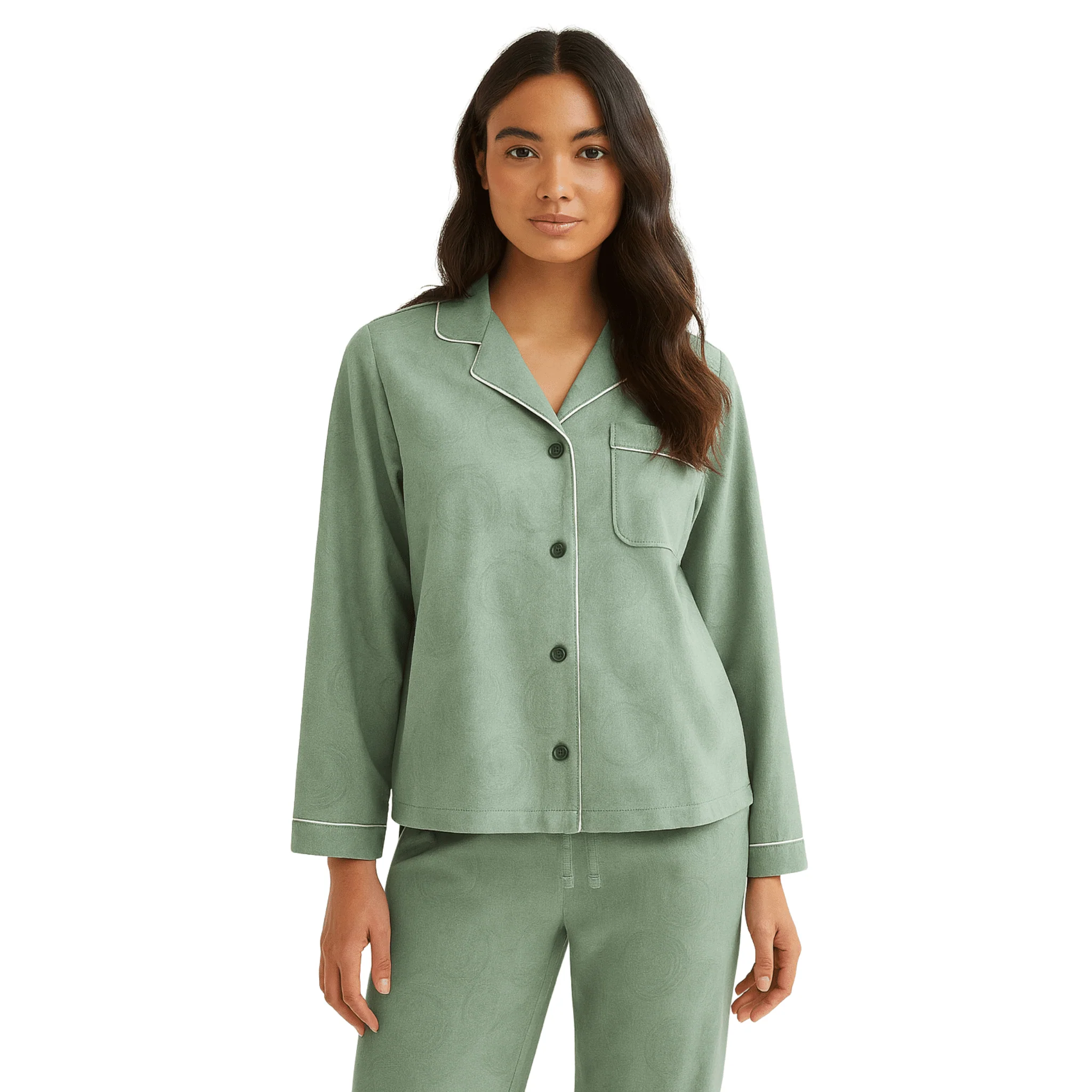 Comfortable Soft Knit Pajama Set with Piping Detail Detailed