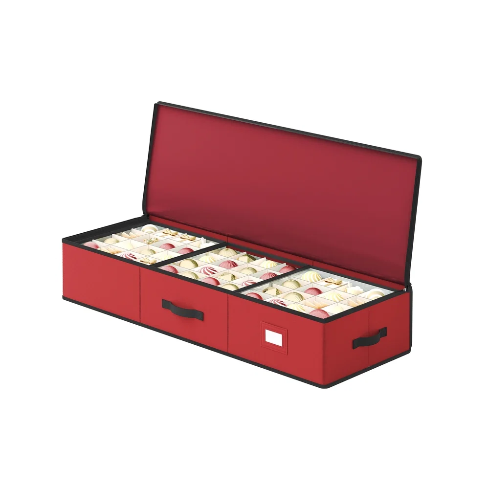 Outstanding SONGMICS SONGMICS Christmas Ornament Storage Box Bauble Storage Box with Dividers Oxford Fabric Zippers Side Handles Under the Bed Artisan