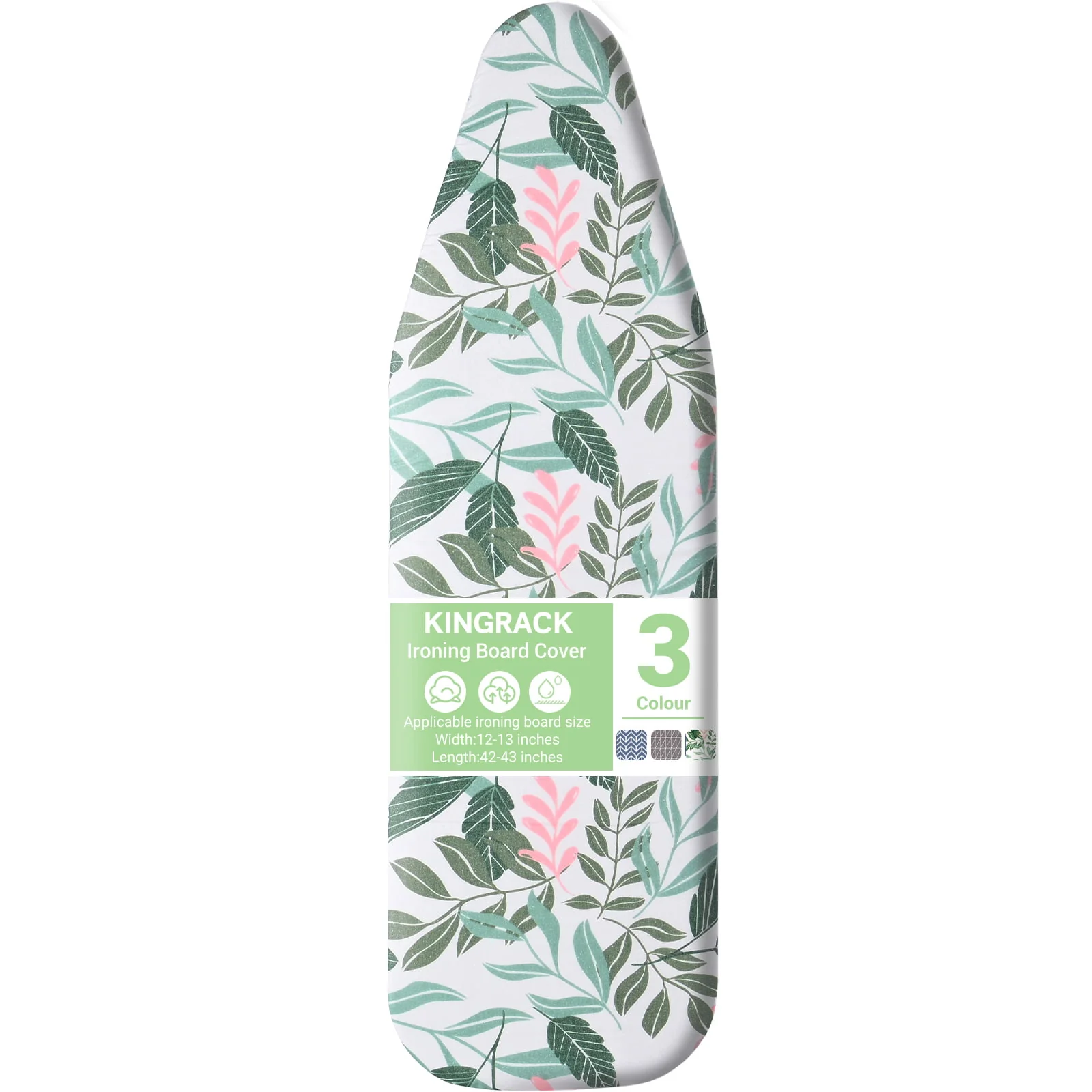 Dependable KK KINGRACK Ironing Board Cover with Spring Toggle Heat Resistant Elasticized Edge 13 quot x43 quot Printed Blue Brushstrokes 1343-1999-Green Lightweight