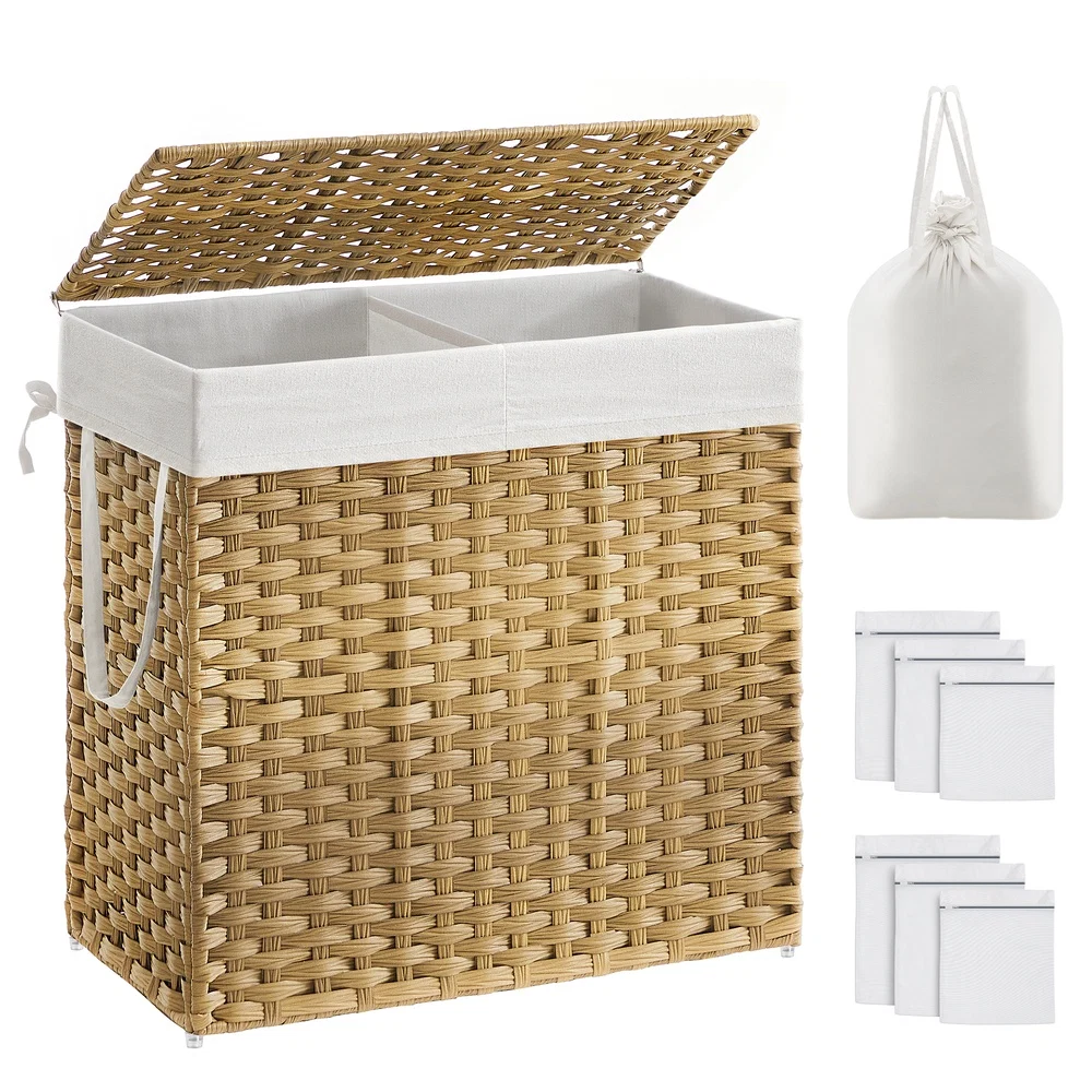 Fine Crafted VASAGLE Wicker Laundry Hamper with Lid Verified