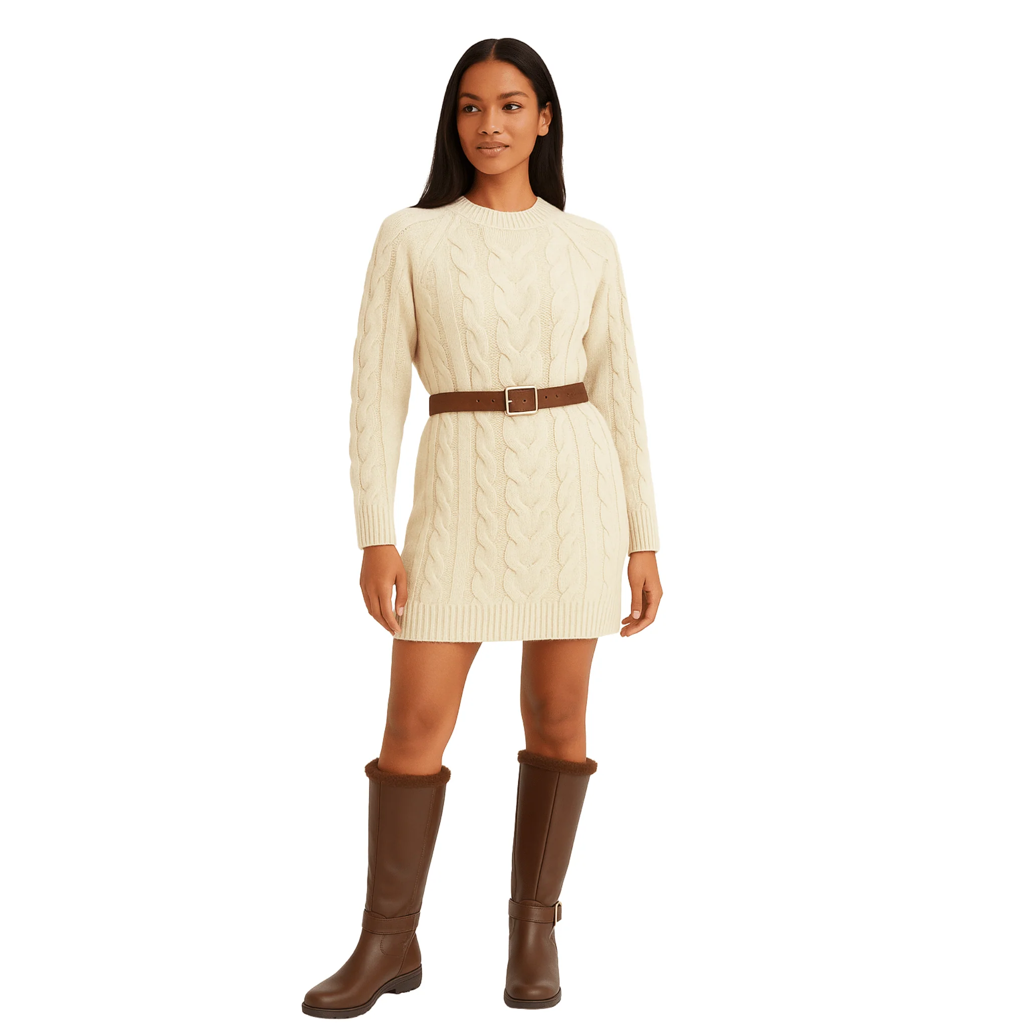 Classic Cable Knit Sweater Dress Elite