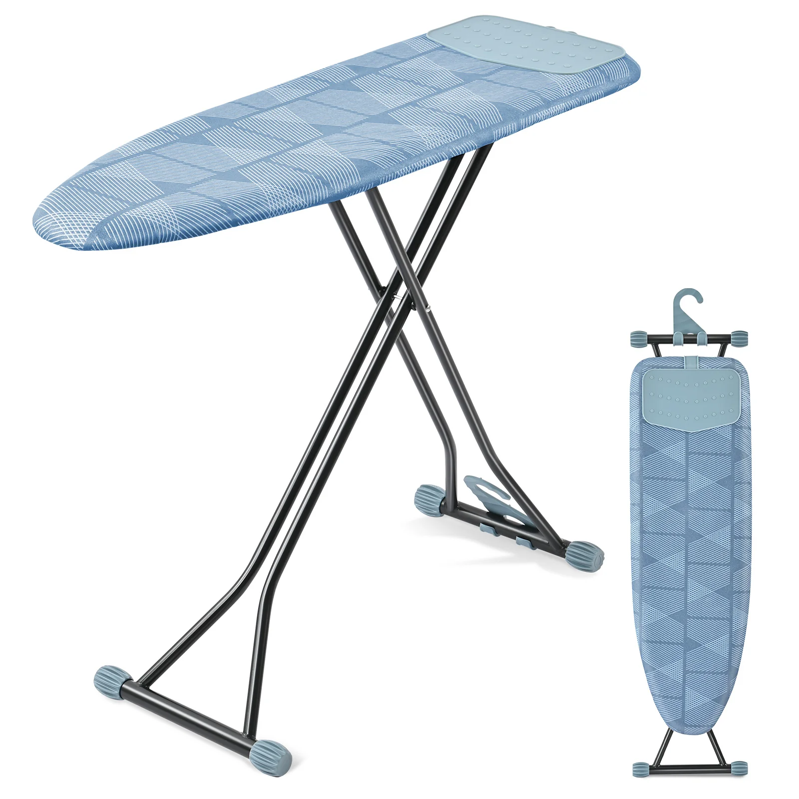 Safe KINGRACK Ironing Board Iron Board Full Size with Hanger amp Rotating Nonslip Feet 7 Level Height Adjustable 43×13 in Blue RYP1343HT-19-28B Proven