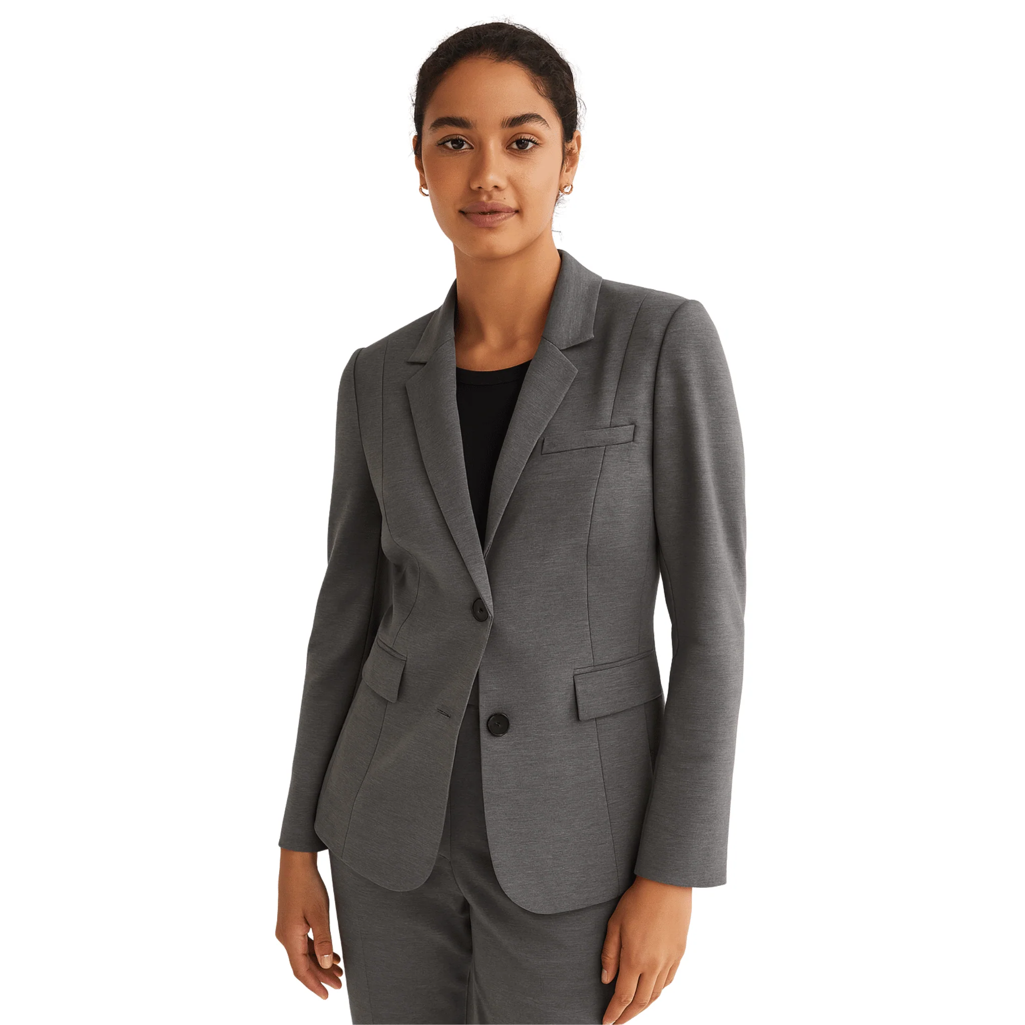 Solid Tailored Grey Structured Blazer Breathable