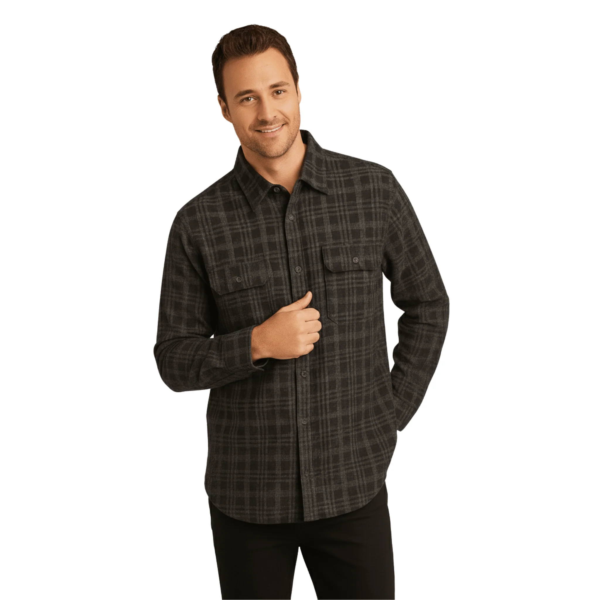 Optimized Men s Plaid Flannel Shirt Detailed