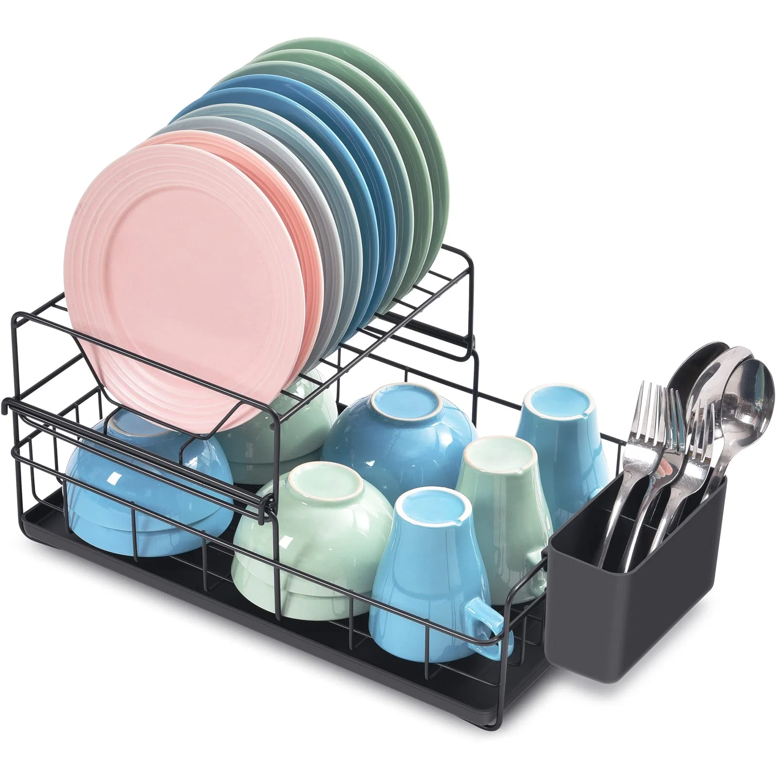 Professional Kingrack 2 Tier Dish Drainer Rack Steel Dish Rack with Removable Cutlery Holder u0026 Drip Tray Compact Draining Rack Dish Draining Rack Kitchen Supplies Storage Rack Black WK810025 Specialty