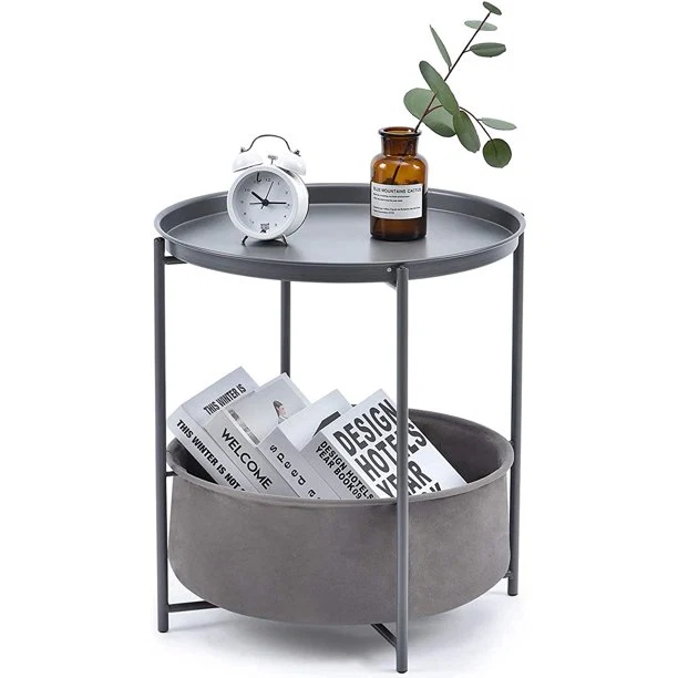 Sophisticated KK KINGRACK Side Table Metal End Table Coffee Table WK131033-DKGY High-Quality
