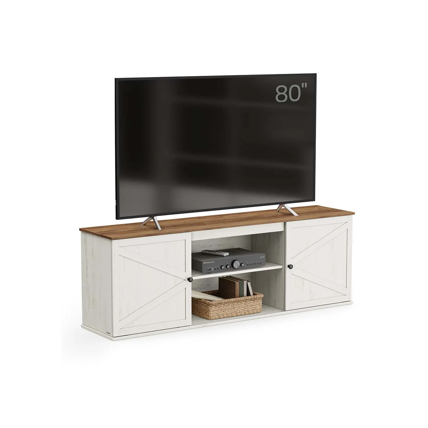 Flexible VASAGLE Farmhouse TV stand with storage cabinets and sliding barn doors Fashionable