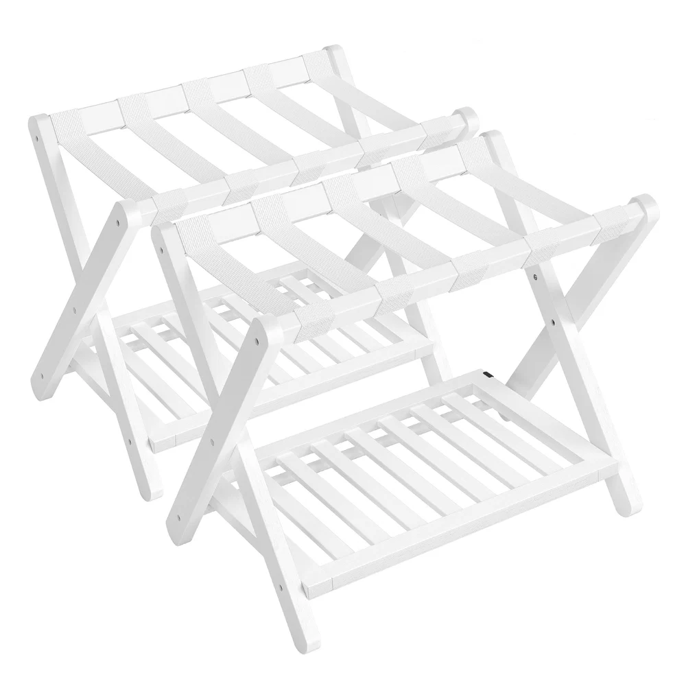 Reliable SONGMICS Solid Wood Luggage Racks Set of 2 No Assembly Required Foldable Suitcase Stand Luggage Holder Proven