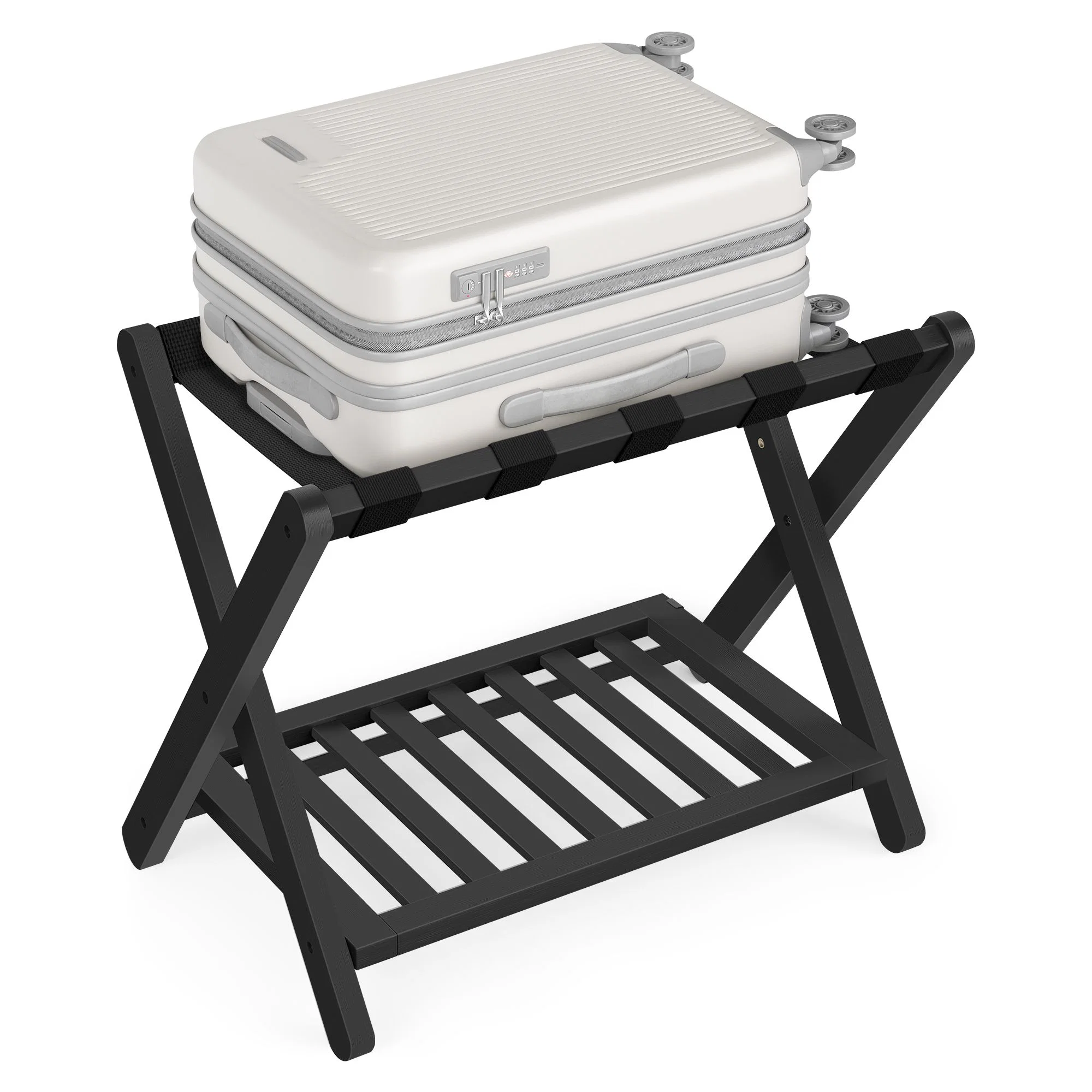 Fine SONGMICS Solid Wood Luggage Rack No Assembly Required Foldable Suitcase Stand Luggage Holder Healthy