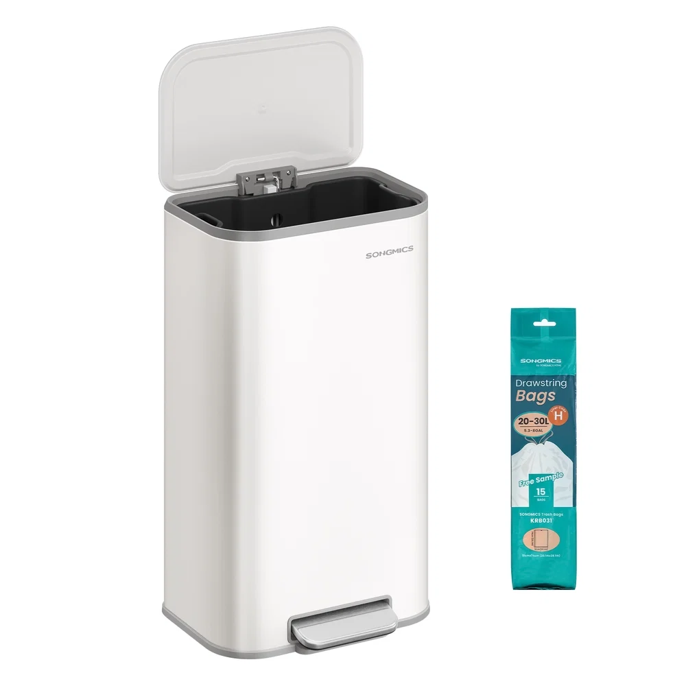 Fine Crafted SONGMICS Kitchen Trash Can 8-Gallon 30 L Garbage Can with Lid Stainless Steel Stylish