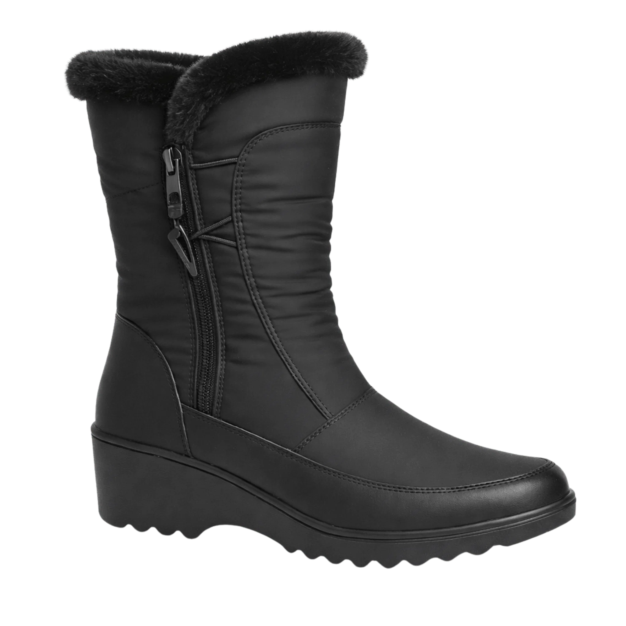 Refined Wedge Winter Boot with Faux Fur Lining Pure