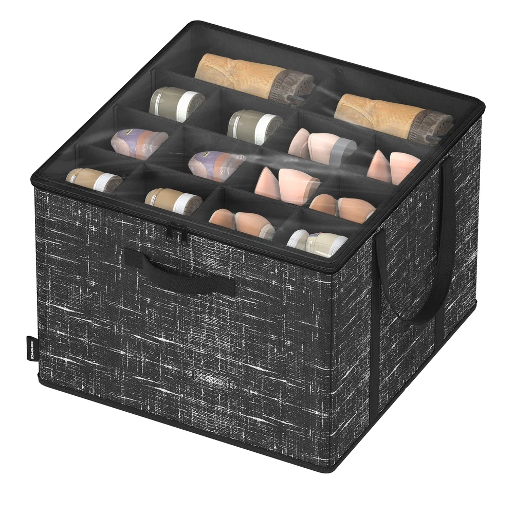 Verified SONGMICS Shoe organizer with handles and clear cover Professional
